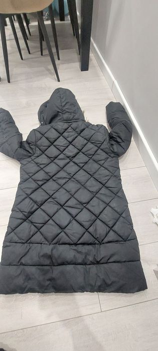 Kurtka zimowa damska z kieszeniami i kapturem z futrem roz. XL/ 42