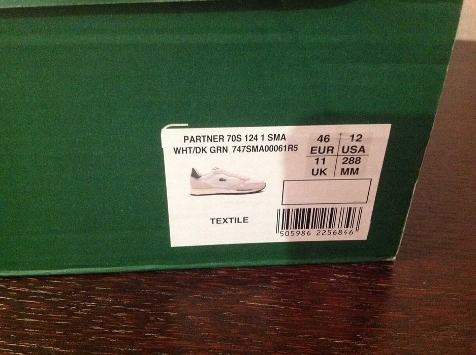 Кроссовки Lacoste, нові, ориг., белые летние, пр-во Таиланд, разм. 46.