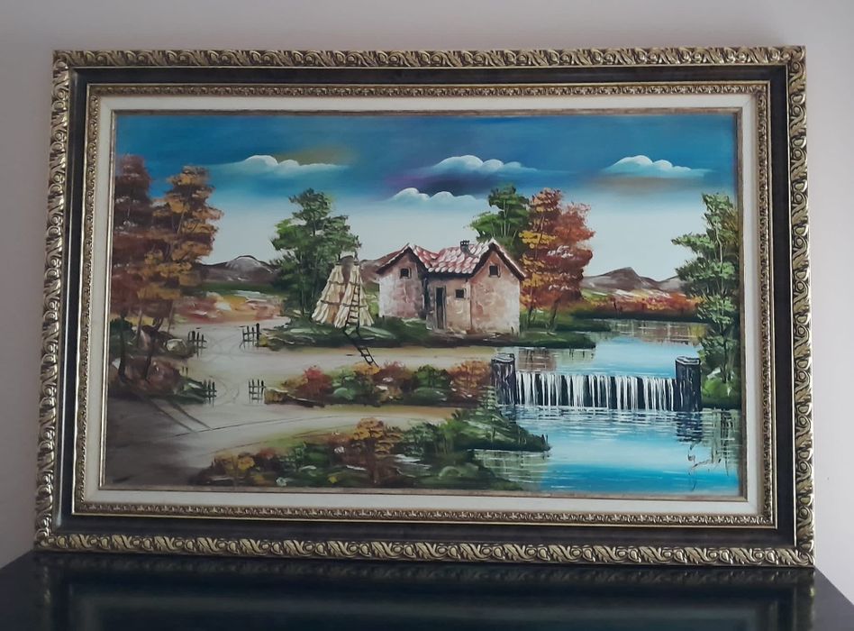 Quadro com moldura dourada ( talha dourada )