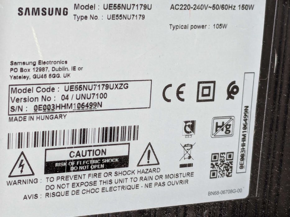 Телевізор Samsung UE 55NU 7179 UXZG (Плати на запчастини)
