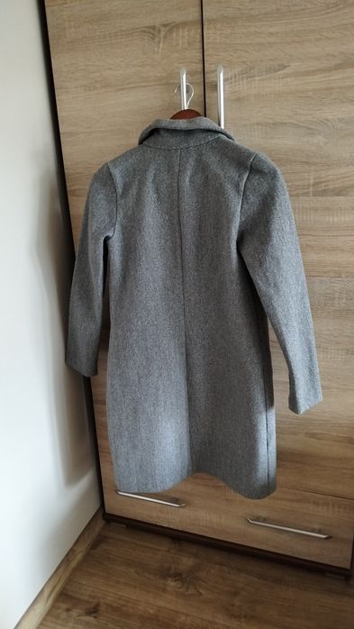 Płaszcz, płaszczyk szary  jesienny, zimowy rozm. XS