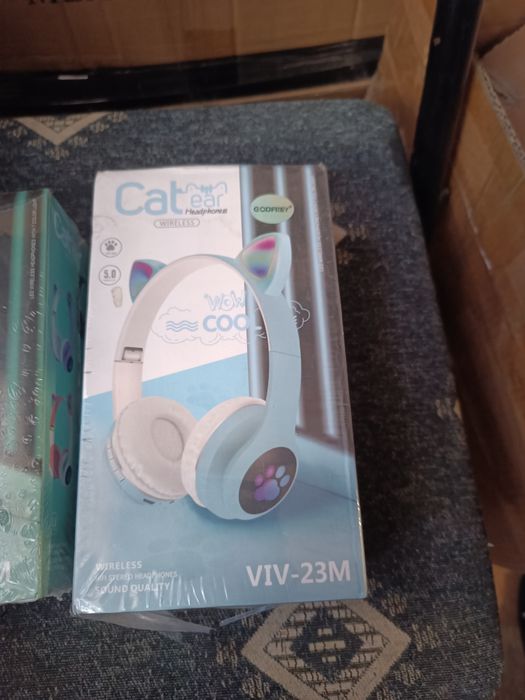 Беспроводные детские Bluetooth наушники с ушками и подсветкой Cat-23M