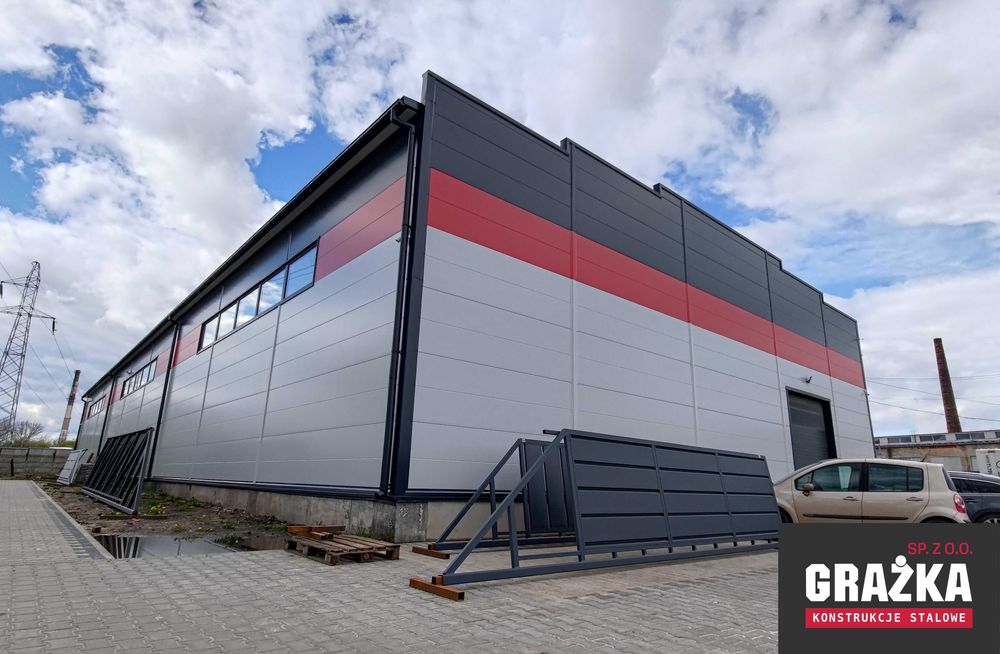 Budynek z płyty warstwowej magazyn garaż konstrukcja stalowa 15x24x5m