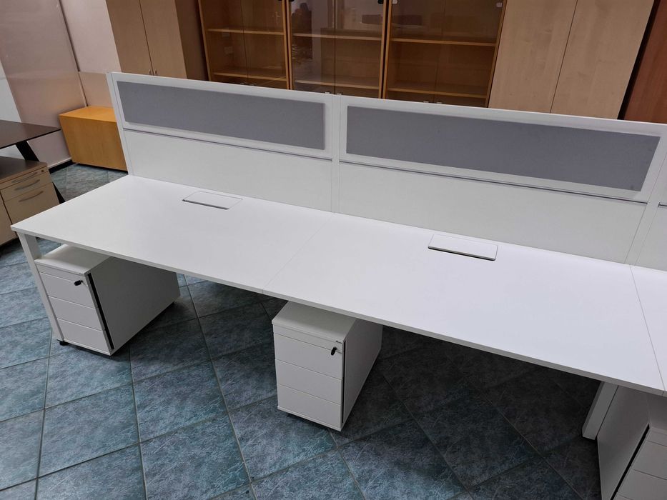 Biurko 6 stanowiskowe typu Bench Maro 420x160 białe