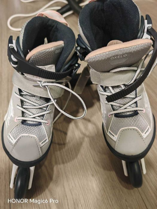 Patins em linha Oxelo novos, nunca usados, ajustáveis — tamanho regulável