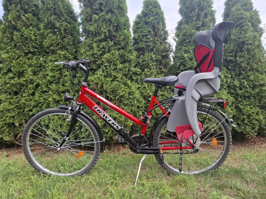 Rower górski Travers ATB Aero koła 26" - czerwony z fotelikiem dziecię