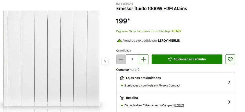Emissor Térmico HJM ALANIS 1000W – Como Novo