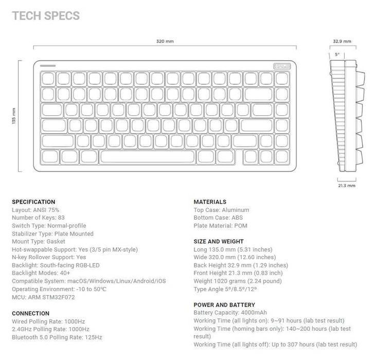 Nuphy Halo75 V2, switch mint/raspberry/lemon/silent red