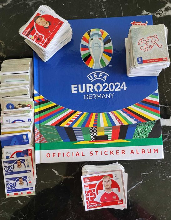 EURO 2024: lote de 500 cromos todos diferentes incluindo todos os 27 cromos de Portugal