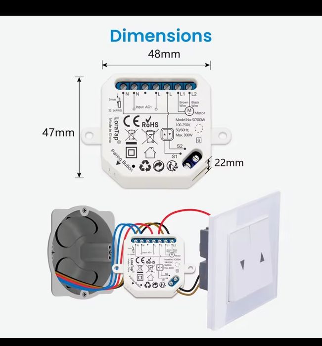 8 switch WiFi para automatizar estores eléctricos LARATOP