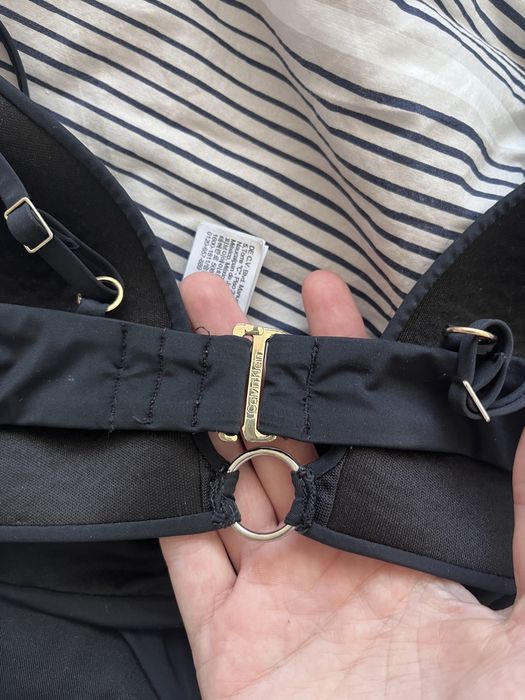 Czarny strój kąpielowy dwuczęściowy komplet Calvin Klein logo góra dół
