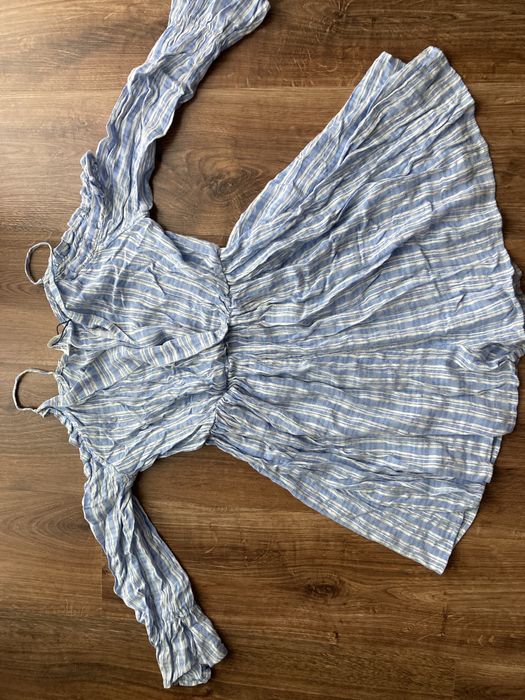 Zara Basic piękny kombinezon S niebiesko biały damski