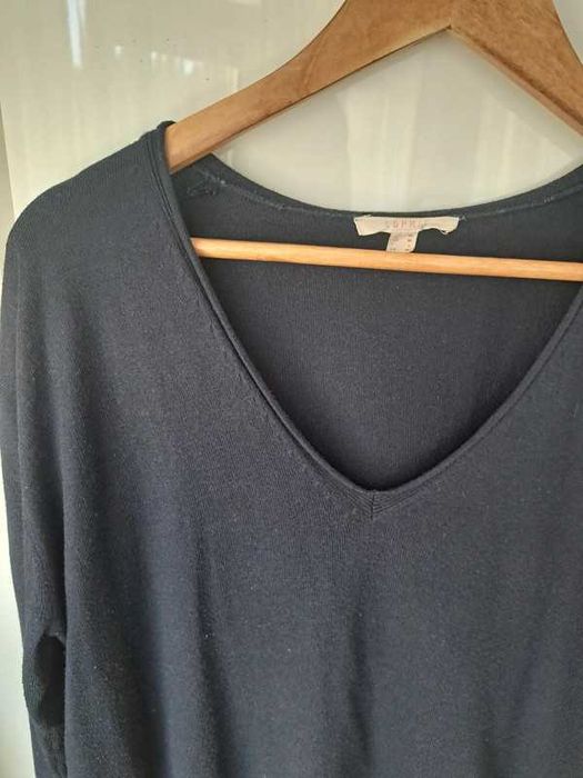 Esprit sweterek granatowy vneck L xL 40 oversize