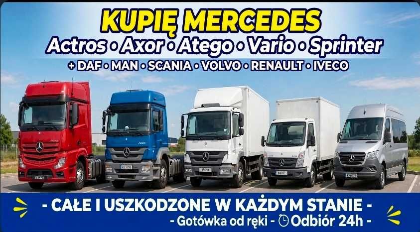 Skup AUT CIĘŻAROWYCH *MERCEDES*MAN*DAF *Actros Axor Atego  Cały Kraj!!