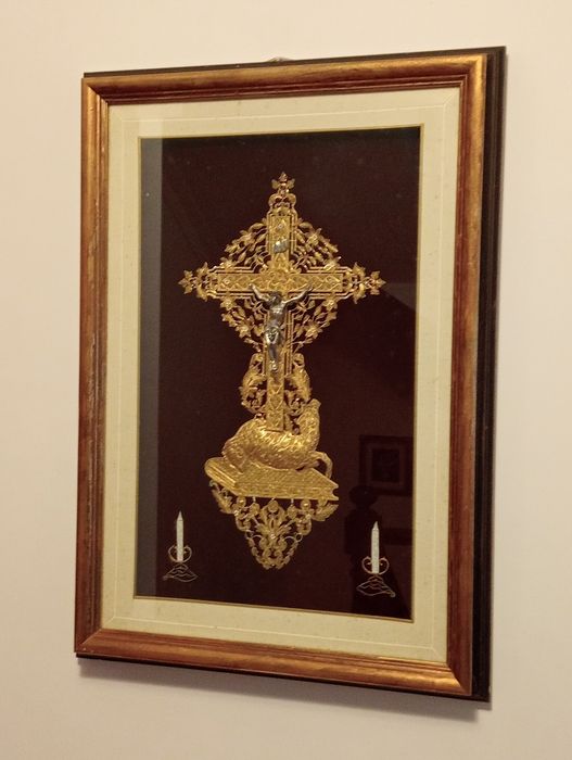 Quadro em filigrana de prata dourada