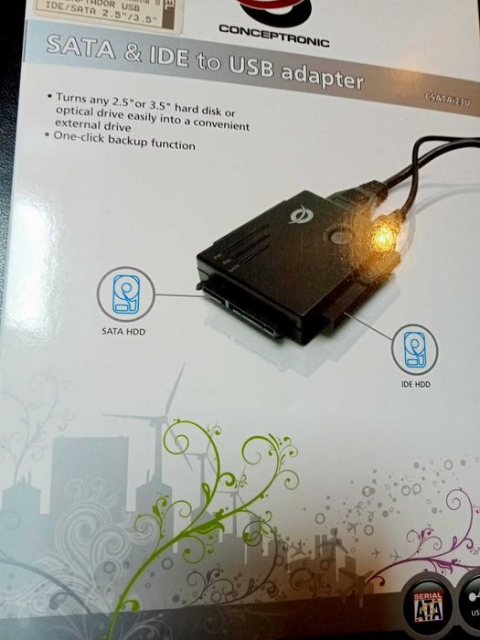 SATA & IDE ADAPTADOR- Conceptronic, drive externa e opção de backup, ligação USB.