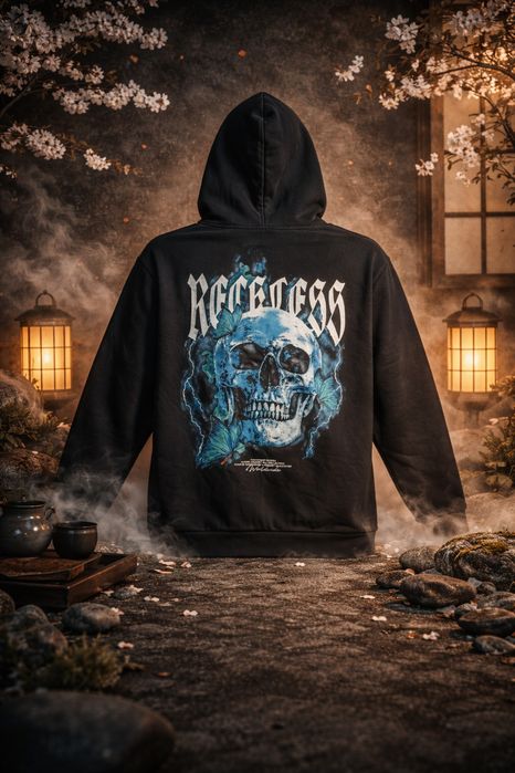 FSBN "Reckless" Hoodie Black (S) – стильна худі з принтом черепа