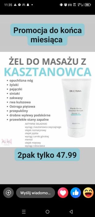 Żel z KASZTANOWCA leczniczy