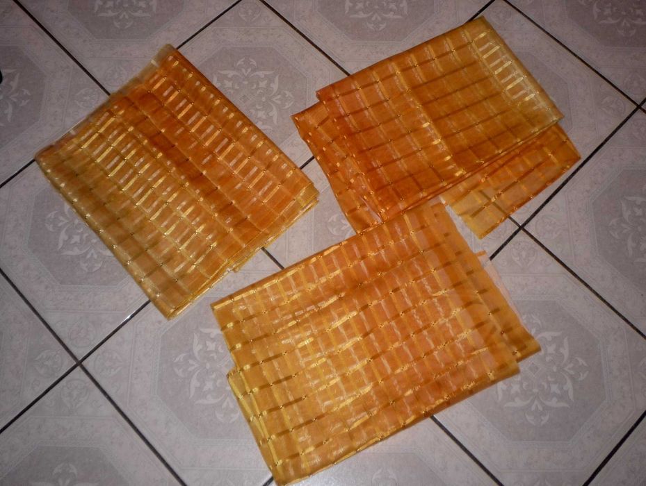 firanka zasłonka do kuchni kratka pomarańczowa