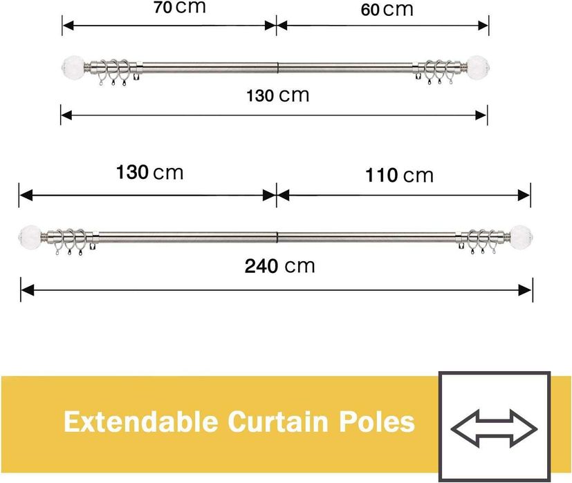 Nowy karnisz / drążek / 70-130CM / 25/28MM / CHROM !8466!