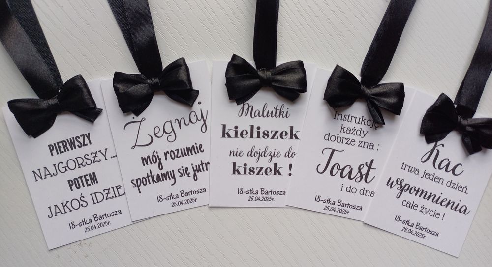 Zawieszki na alkohol wódkę weselną urodziny Personalizowane