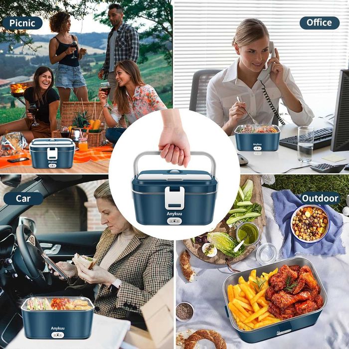 ELEKTRYCZNY LunchBOX 100W, 1,8L zestaw sztućce, pokrowiec