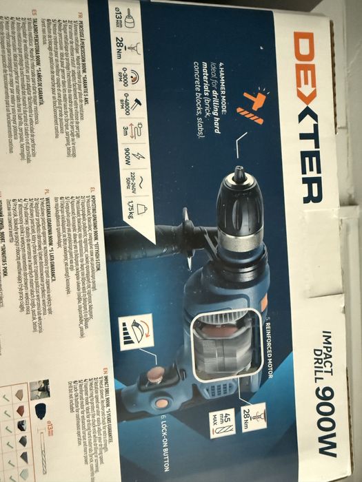 Vendes-se Berbequim percutor com fio 900W 3000 rpm Dexter 900ID2.5 35€