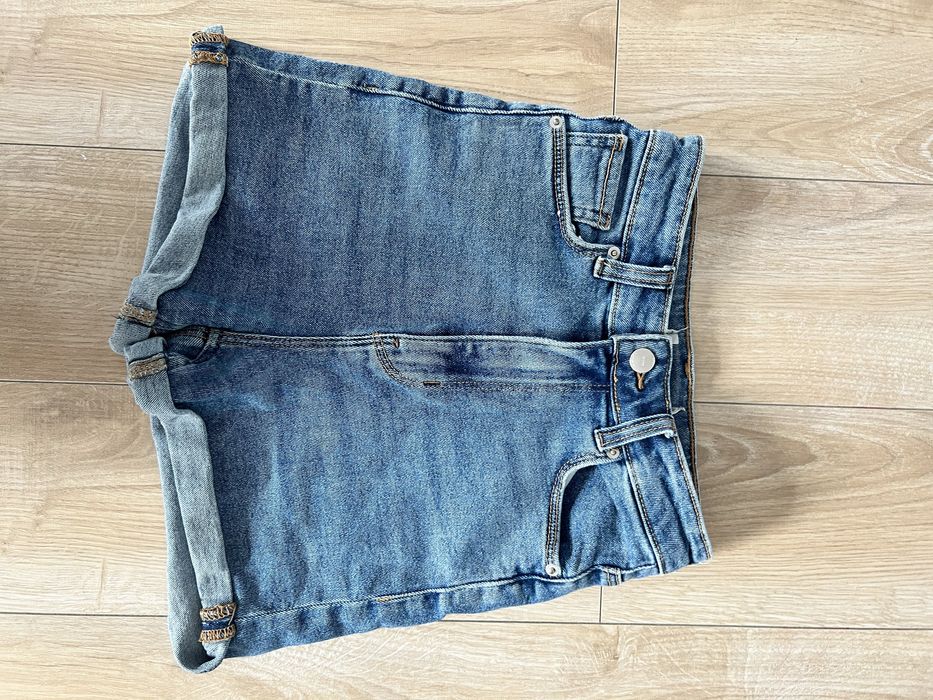 Szorty krotkie spodenki jeans wysoki stan ideal 36