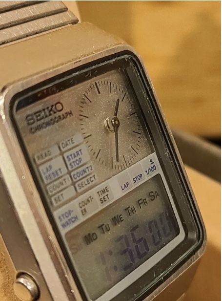 Seiko White Cyfrowy Analogowy Chronograf Digi-Ana Digiborg w Box