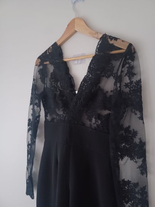 Elegancki kombinezon damski glamour S czarny