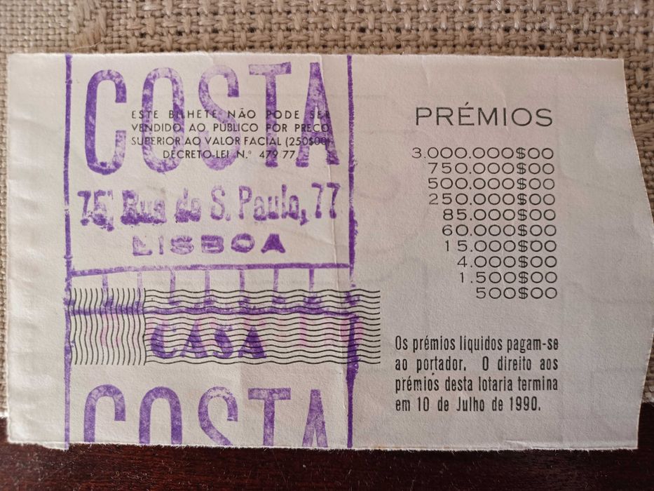Bilhetes de lotaria antigos - colecção