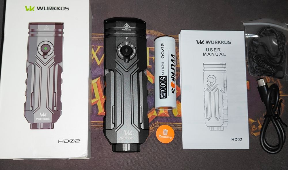 Wurkkos HD02 багатофункціональний ліхтар 3200люмен 5000mAh лазер УФ