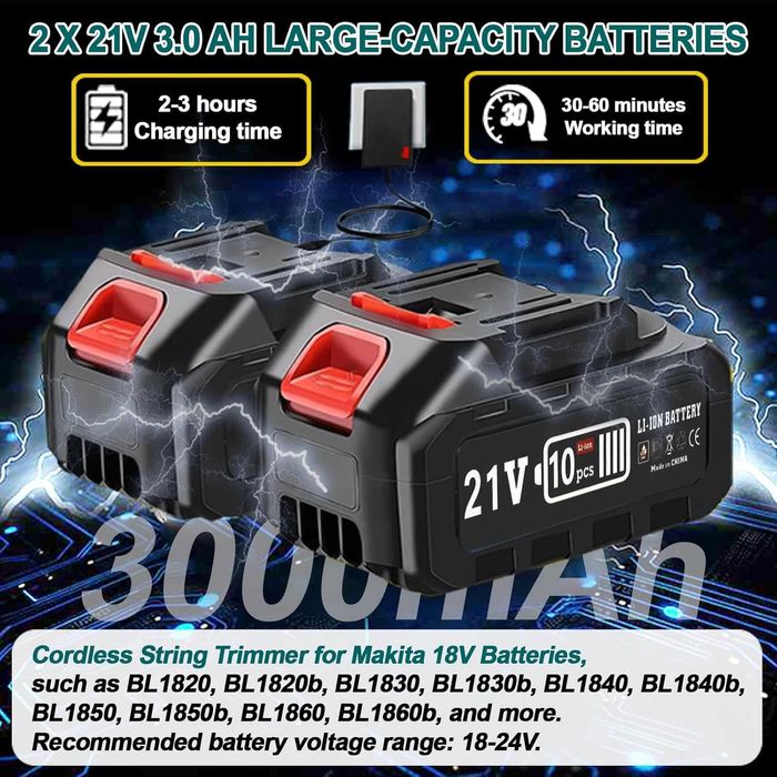 Podkaszarka do trawy, kompatybilna z akumulatorami Makita, 5 ostrzy