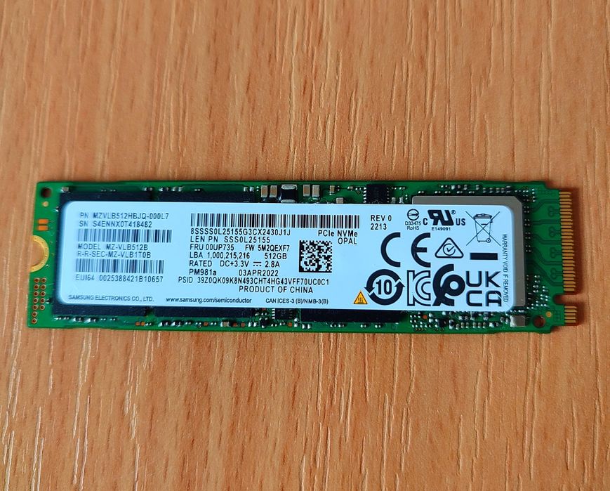 SSD Samsung PM981a 512GB NVMe M.2 – швидкий диск для ноутбука / ПК