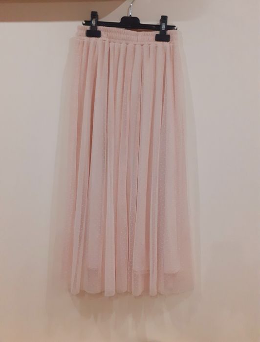 Saia rosa claro longa feminina