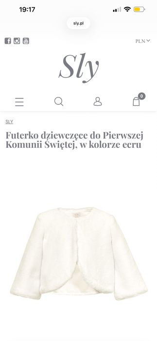 Nowe z metką ! Futerko dziewczęce do Pierwszej Komunii Świętej, w kolorze ecru