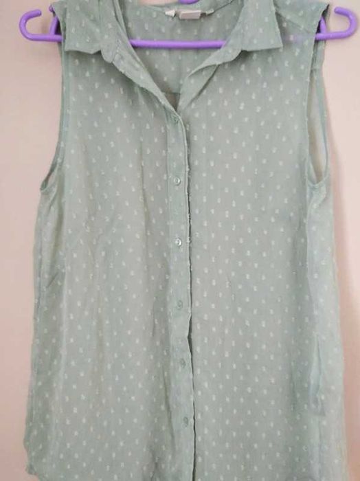 Miętowozielona bluzka bez rękawów H&M 34/XS