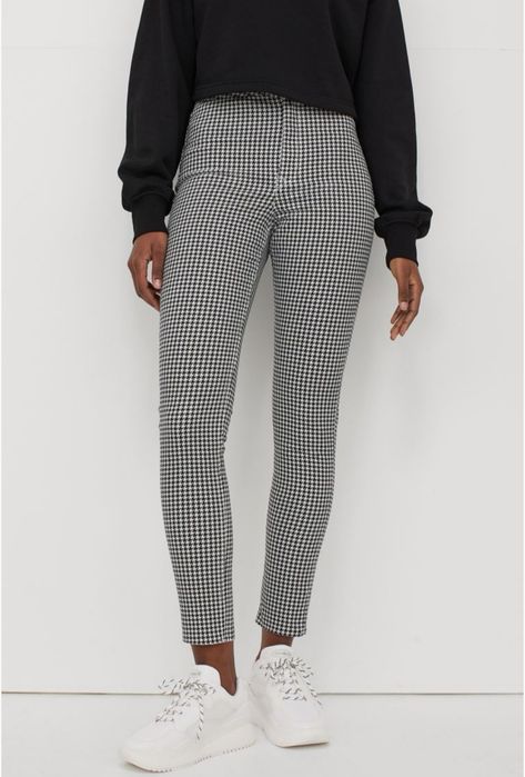 H&m świetne elastyczne spodnie w pepitke z diagonalu 34