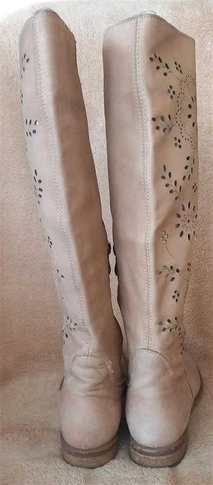 LEWSKI kozaki ażurowe, laserowo wycinane, skóra naturalna, rozm. 38