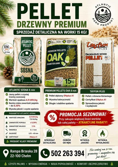 PELLET PREMIUM - OAK Produkowany z najwyższej jakosci surowca