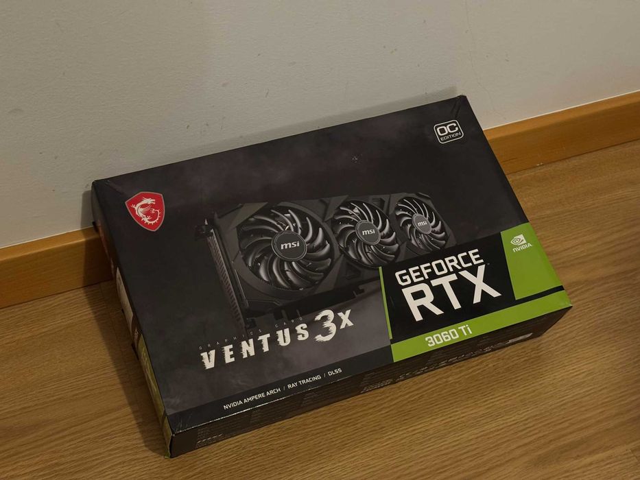 MSI GeForce RTX 3060 Ti VENTUS 3X (8GB) - Com caixa e suporte de peso