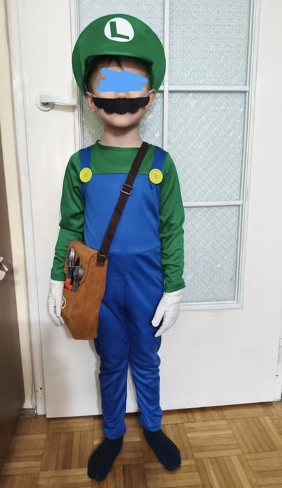 strój karnawałowy Luigi z bajki Mario roz. 116 cm