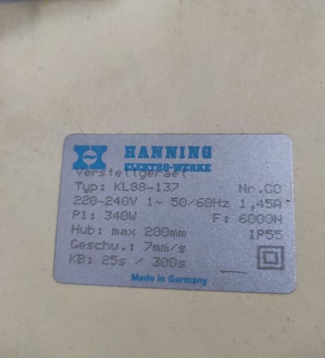 Siłownik elektryczny 230V 6000N HANNING