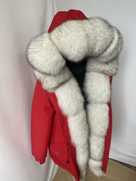 Женская зимняя парка куртка с мехом финского песца вуаль, 42-60 размер