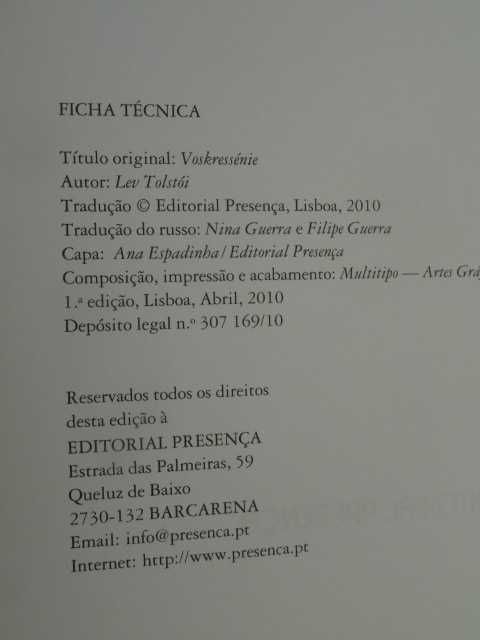 Ressurreição de Lev Tolstói - 1ª Edição