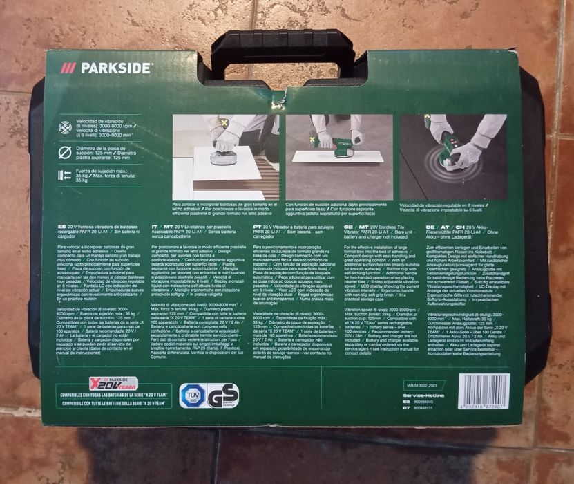 Vibrador a bateria para azulejos parkside 20V