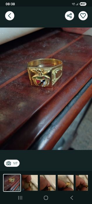 Anel de ouro 19k peso 8.8 gramas do benfica