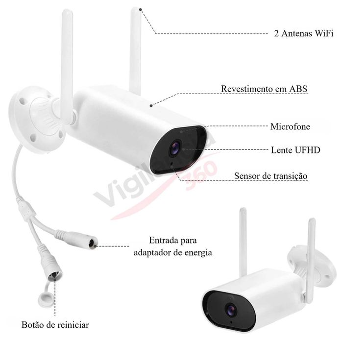 Sistema de Vigilância WiFi Sem Fios | 2 Câmaras 3MP | Exterior NOVO