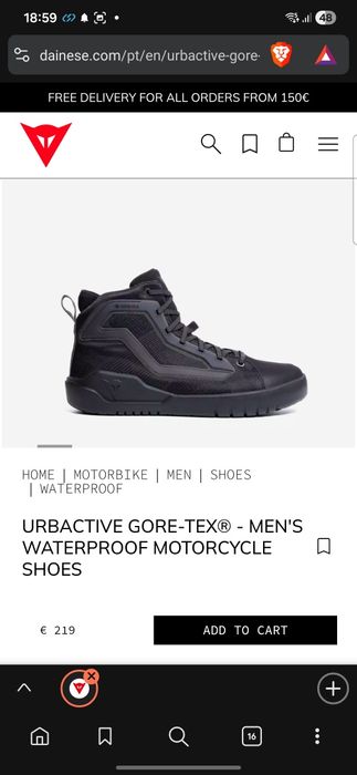 Botas Dainese Urbanactive Gore-Tex – Tam. 41 – Novas c/ Etiqueta