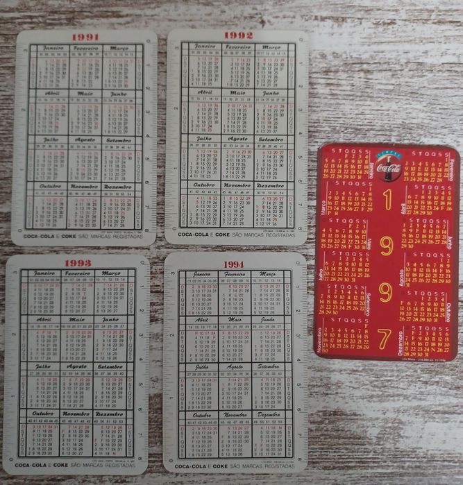 Calendários Coca-Cola anos 90